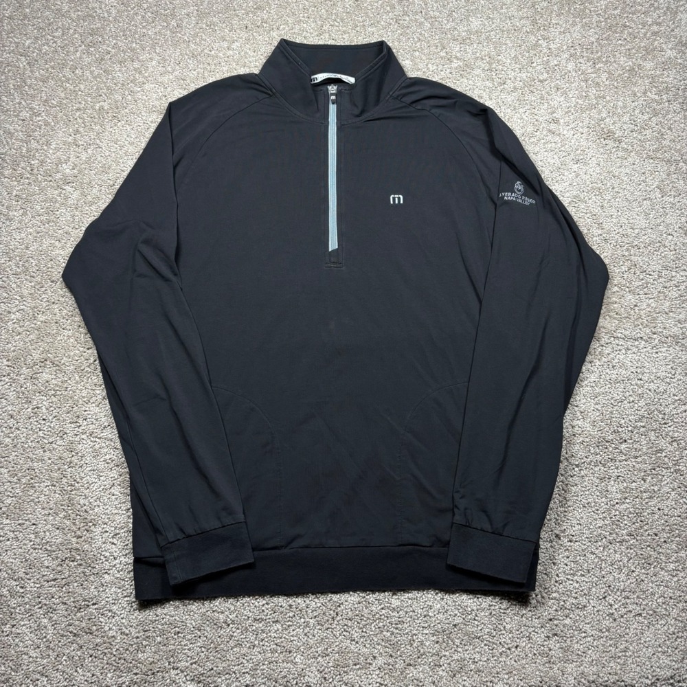 TravisMathew Mens L Black 1/4 Zip Pullover Silverado Resort Napa Valley Golf Top